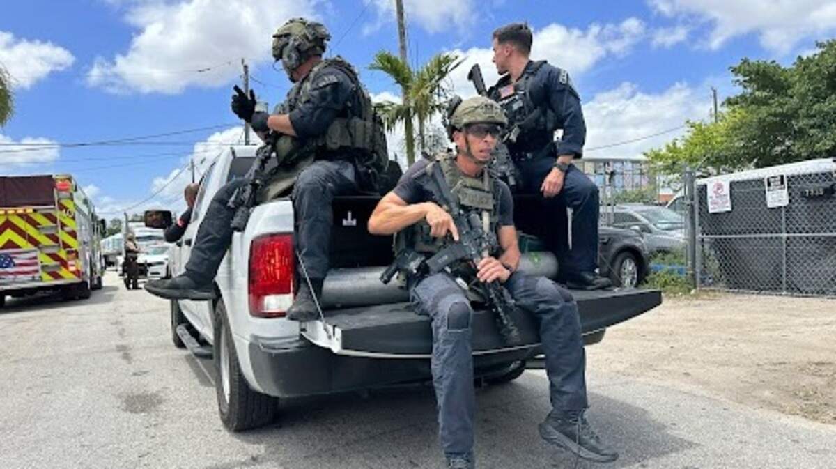Miami-Dade Sheriff’s Office deputies respond to a shooting at Priced Right Motors near Tropical Park on April 24, 2025.